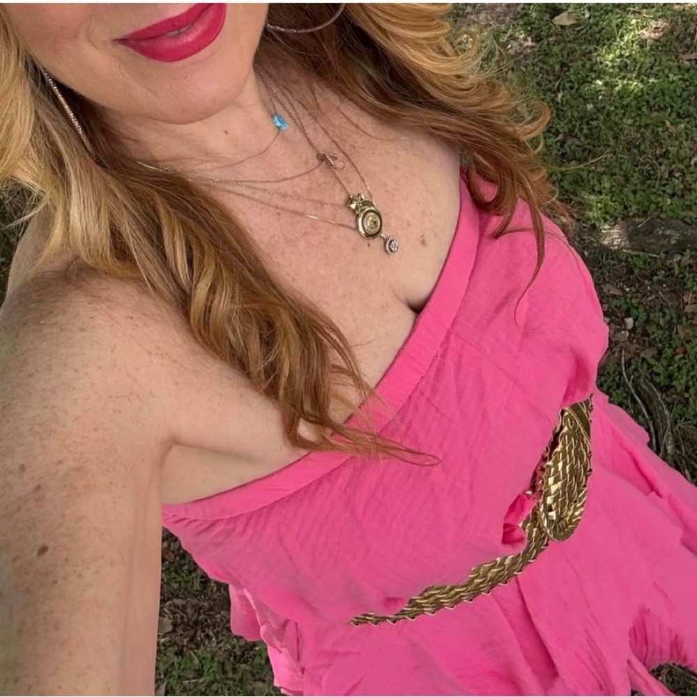 VENUS Hot Pink Tiered Ruffled Dress